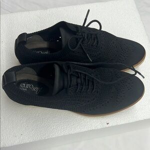 Black Knit Lace-Up Sneakers
